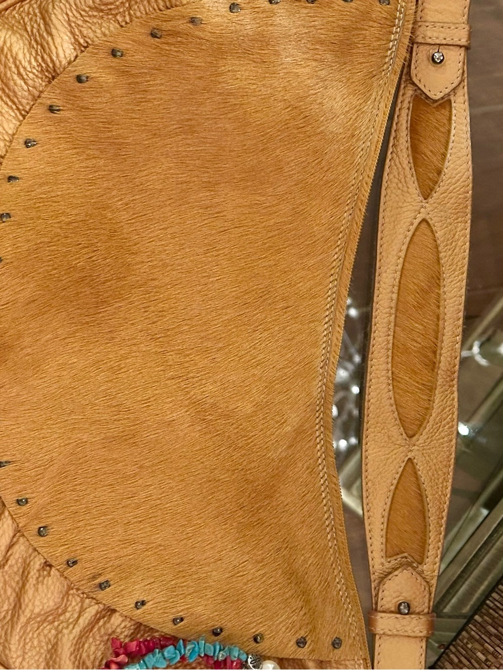 Vintage BERGE Italian Leather Calfskin Crescent shoulder bag southwestern Boho - Picture 6 of 14